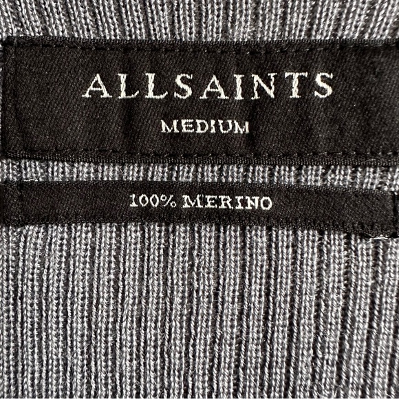 All Saints Women’s Gray Open-Front Cardigan Sweater 100% Merino - Picture 4 of 6